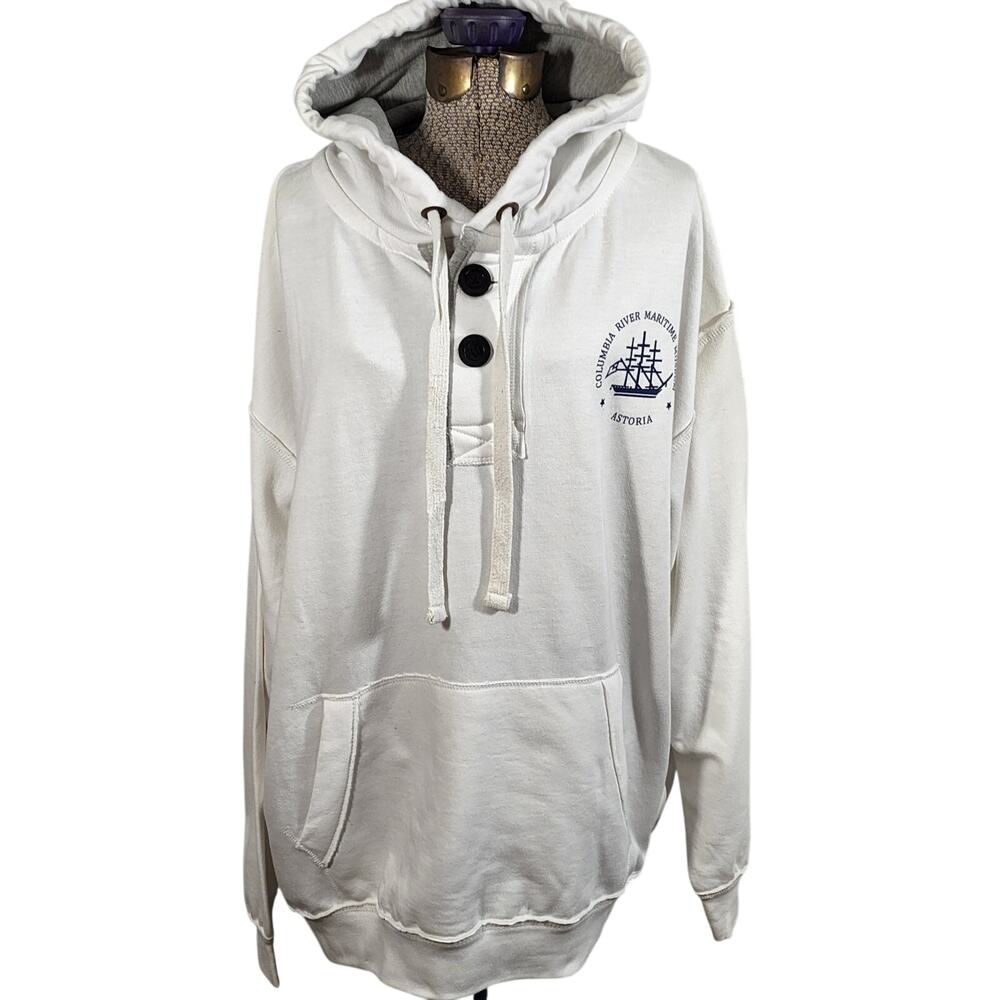 Avalon Apparel Lg White Columbia River Maritime Museum - Astoria Oregon Hoody